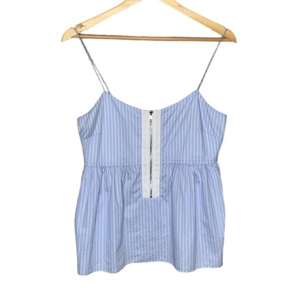 NWT Elizabeth & James Eloise Tank Blue White Striped Poplin Tank Size Medium